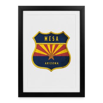 Design du blason du drapeau de Mesa Arizona - Affiche encadrée (27 × 37 cm) - noir - Devant