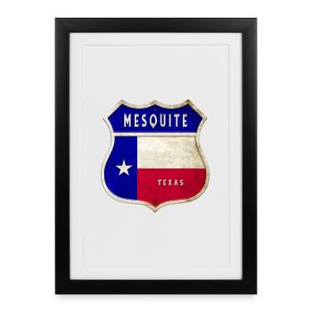 Mesquite Texas Crest Flag Design - Framed poster (27 × 37 cm) - black - Front