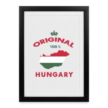 Design original 100 % drapeau de la Hongrie - Affiche encadrée (27 × 37 cm) - noir - Devant