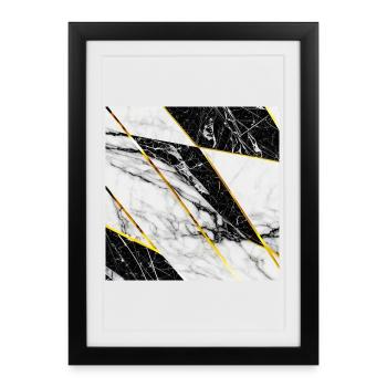 Marble Black White Gold Mosaic Geometric - Framed poster (27 × 37 cm) - black - Front