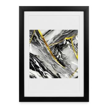 Marbre Or Noir Pierre Naturelle - Affiche encadrée (27 × 37 cm) - noir - Devant