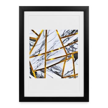 Marble White Gold - Framed poster (27 × 37 cm) - black - Front