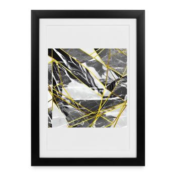 Marbre Or Noir Texture géométrique - Affiche encadrée (27 × 37 cm) - noir - Devant