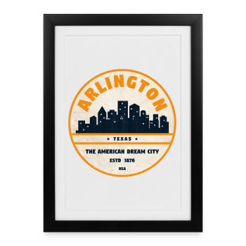 Insigne rétro Arlington Skyline - Affiche encadrée (27 × 37 cm) - noir - Devant