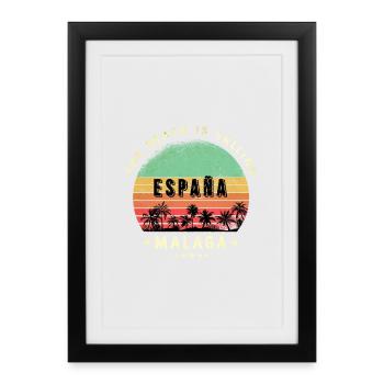 Malaga Spain beach design - Framed poster (27 × 37 cm) - black - Front