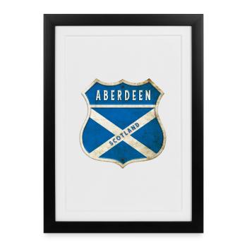 Design du drapeau des armoiries d'Aberdeen, Écosse - Affiche encadrée (27 × 37 cm) - noir - Devant