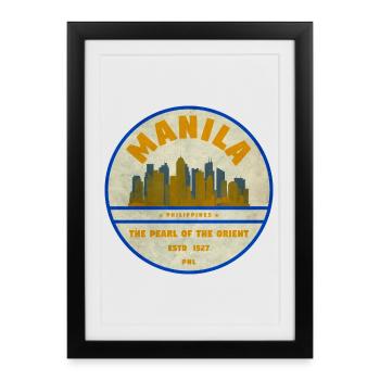 Silhouette de Manille – Perle de l’Orient - Affiche encadrée (27 × 37 cm) - noir - Devant