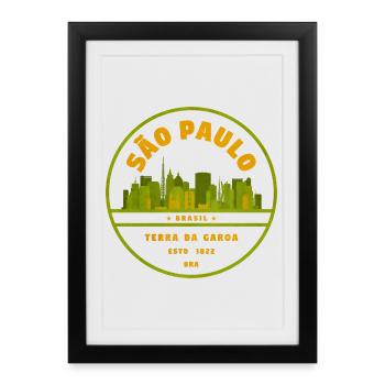 Sceau Sceau Vert de la Skyline de São Paulo - Affiche encadrée (27 × 37 cm) - noir - Devant