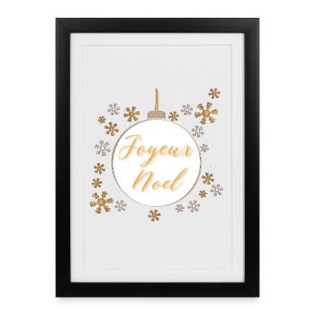 Weihnachtskugel "Frohe Weihnachten" - Gerahmtes Poster (27 × 37 cm) - Schwarz - Vorne