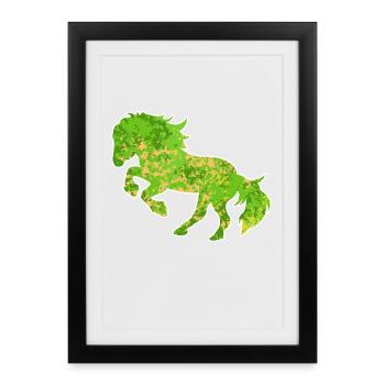 Chevaux galops Chevaux islandais Cheval Love Trot - Affiche encadrée (27 × 37 cm) - noir - Devant