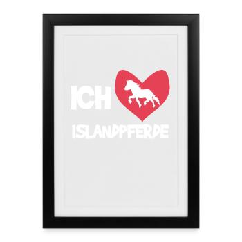 Déclaration de coeur Horseslove J’aime les chevaux - Affiche encadrée (27 × 37 cm) - noir - Devant