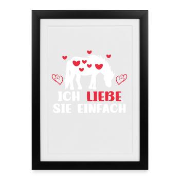 Pferdeliebe Herz Islandpferde Statement Araber - Gerahmtes Poster (27 × 37 cm) - Schwarz - Vorne