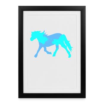 Cool Cheval Cheval Idiot Chevaux Islandais Amour Cheval - Affiche encadrée (27 × 37 cm) - noir - Devant