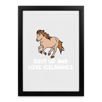 Cheval islandais Amour Cool Chevaux islandais Déclaration - Affiche encadrée (27 × 37 cm) - noir - Devant