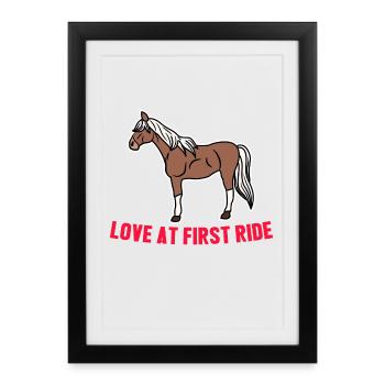 Cheval islandais cool Déclaration Amour de cheval - Affiche encadrée (27 × 37 cm) - noir - Devant