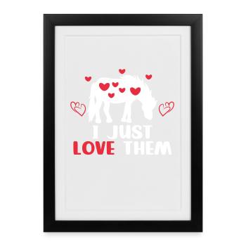 Chevaux islandais Déclaration de coeur Cheval Amour Fan de cheval - Affiche encadrée (27 × 37 cm) - noir - Devant