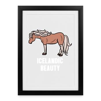 Chevaux islandais Cool Horse Statement Fan de chevaux - Affiche encadrée (27 × 37 cm) - noir - Devant