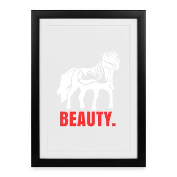 Chevaux islandais chevaux disant cheval amour amoureux des chevaux - Affiche encadrée (27 × 37 cm) - noir - Devant