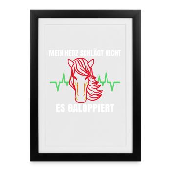 Cool Haflinger Islandpferde Galopp Statement - Gerahmtes Poster (27 × 37 cm) - Schwarz - Vorne