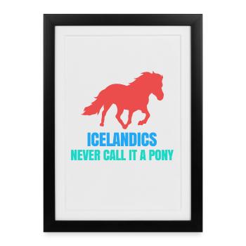 Chevaux islandais Déclaration de poney Amoureux des chevaux islandais - Affiche encadrée (27 × 37 cm) - noir - Devant