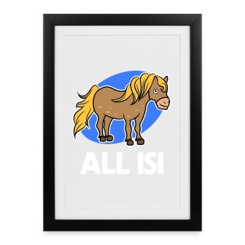 Déclaration de fou de cheval chevaux islandais poney islandais - Affiche encadrée (27 × 37 cm) - noir - Devant