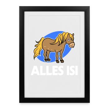Chevaux islandais Poney islandais Déclaration Pony Horse Fan - Affiche encadrée (27 × 37 cm) - noir - Devant