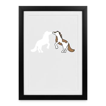 Cool Chevaux Amour Chevaux Islandais Galop - Affiche encadrée (27 × 37 cm) - noir - Devant