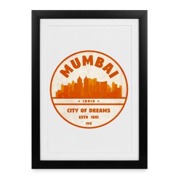 Mumbai Inde Skyline - Affiche encadrée (27 × 37 cm) - noir - Devant
