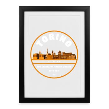 Emblème de la Skyline de Torino - Affiche encadrée (27 × 37 cm) - noir - Devant