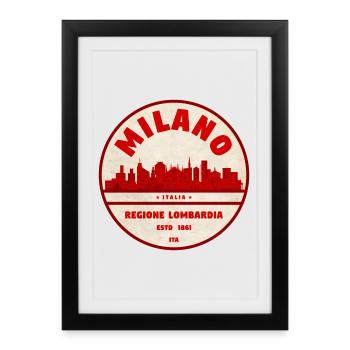 Milano Lombardia Retro Skyline - Framed poster (27 × 37 cm) - black - Front