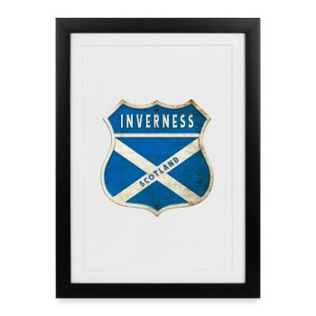 Design des armoiries d'Inverness en Écosse - Affiche encadrée (27 × 37 cm) - noir - Devant