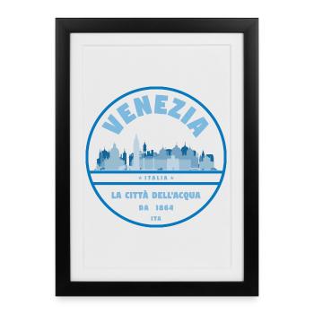 Venice Skyline Water City - Framed poster (27 × 37 cm) - black - Front