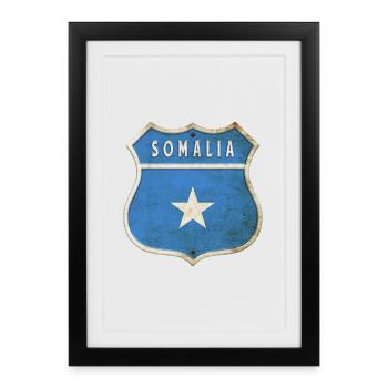 Design du drapeau des armoiries de la Somalie - Affiche encadrée (27 × 37 cm) - noir - Devant