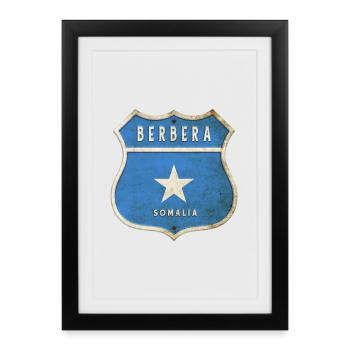 Motif du drapeau berbera de la Somalie - Affiche encadrée (27 × 37 cm) - noir - Devant