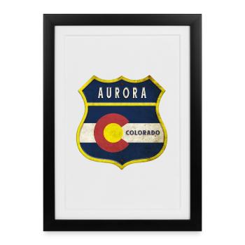 Aurora Colorado coat of arms design - Framed poster (27 × 37 cm) - black - Front