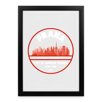 Praha Skyline Seal - Framed poster (27 × 37 cm) - black - Front