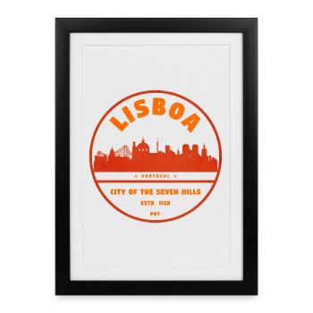 Estampe de la Skyline de Lisbonne - Affiche encadrée (27 × 37 cm) - noir - Devant