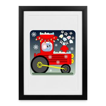 Fußball Lokomotive MAUS - Gerahmtes Poster (27 × 37 cm) - Schwarz - Vorne