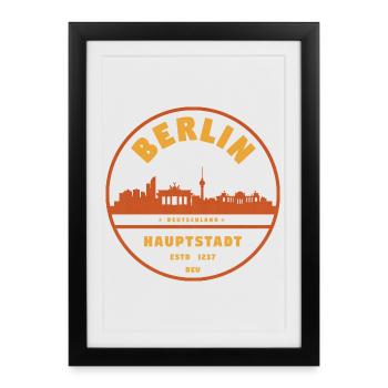 Berlin Cityscape Badge - Framed poster (27 × 37 cm) - black - Front
