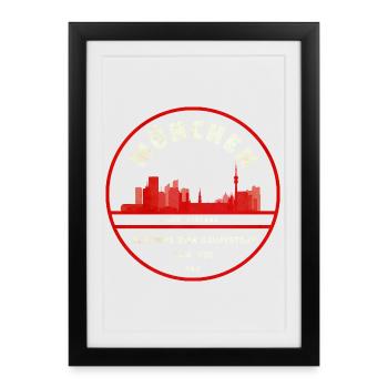 Insigne rouge du timbre de la ligne d’horizon de Munich - Affiche encadrée (27 × 37 cm) - noir - Devant