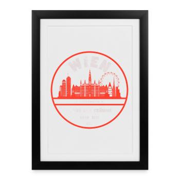 Vienna City of Dreams Stamp Design - Framed poster (27 × 37 cm) - black - Front
