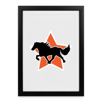 Haflinger Galopp Chevaux islandais Trot Étalon Chevaux - Affiche encadrée (27 × 37 cm) - noir - Devant