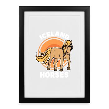 Chevaux arabes amoureux des chevaux chevaux islandais trot dicton - Affiche encadrée (27 × 37 cm) - noir - Devant