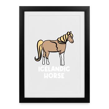 Horse Love Horses Horse Fan Chevaux islandais Dicton - Affiche encadrée (27 × 37 cm) - noir - Devant