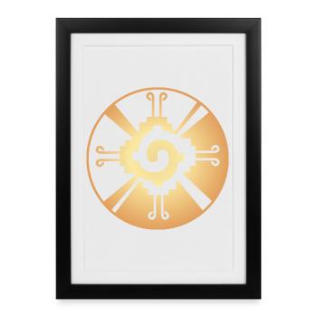 Galactic Butterfly Hunab Ku - aztec symbol - Framed poster (27 × 37 cm) - black - Front