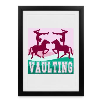 CHEVAL - Saut équestre sportif - Affiche encadrée (27 × 37 cm) - noir - Devant