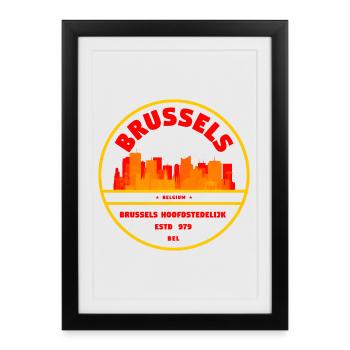 Bruxelles Belgique - Affiche encadrée (27 × 37 cm) - noir - Devant