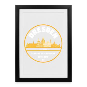 Édition Or Skyline de Dresde - Affiche encadrée (27 × 37 cm) - noir - Devant