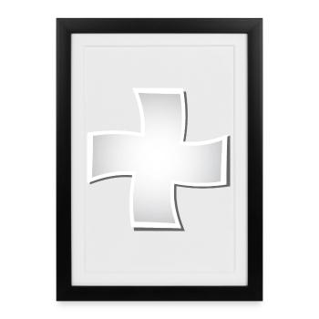 Silver swirling cross - Framed poster (27 × 37 cm) - black - Front