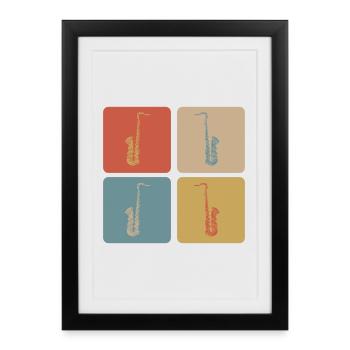Saxophone design - Framed poster (27 × 37 cm) - black - Front
